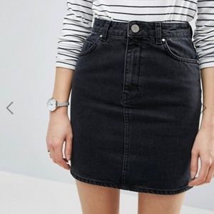 ASOS DESIGN denim high waisted skirt - BLACK